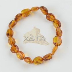 Polished natural amber bracelet olive cognac